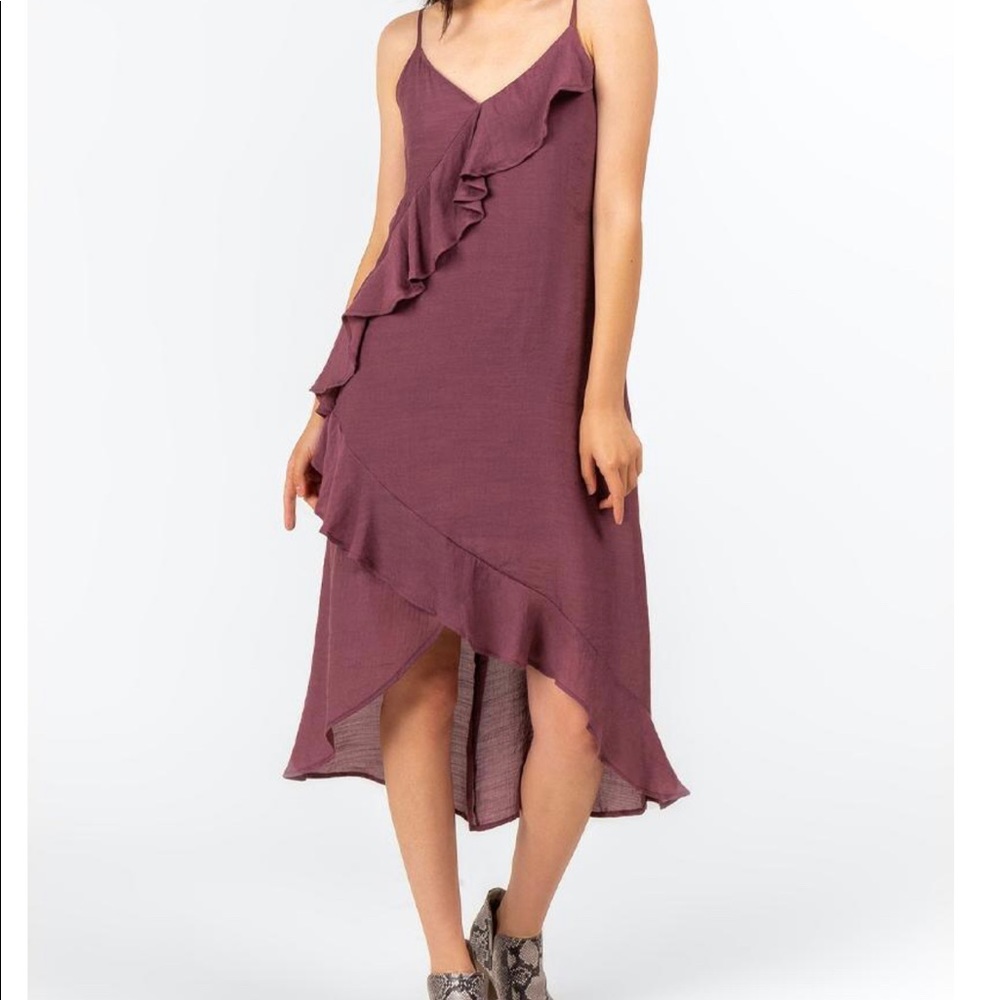 Plum purple midi tiered dress